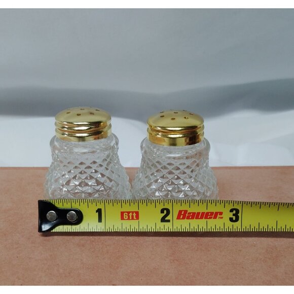Vintage Glass Salt & Pepper Shakers With Gold-Tone Caps - Picture 6 of 6